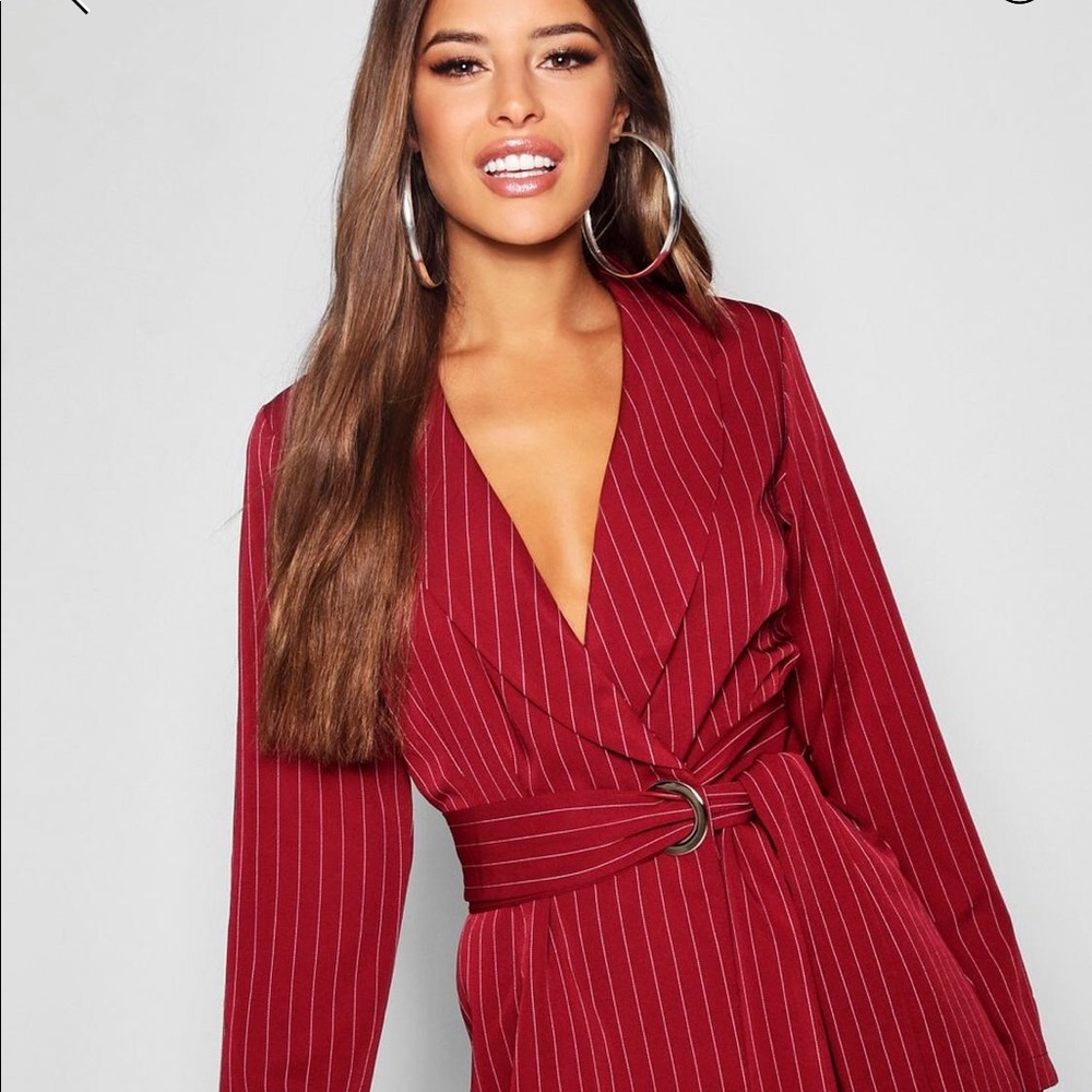 Petite Pinstripe Tie Blazer Dress size US 4